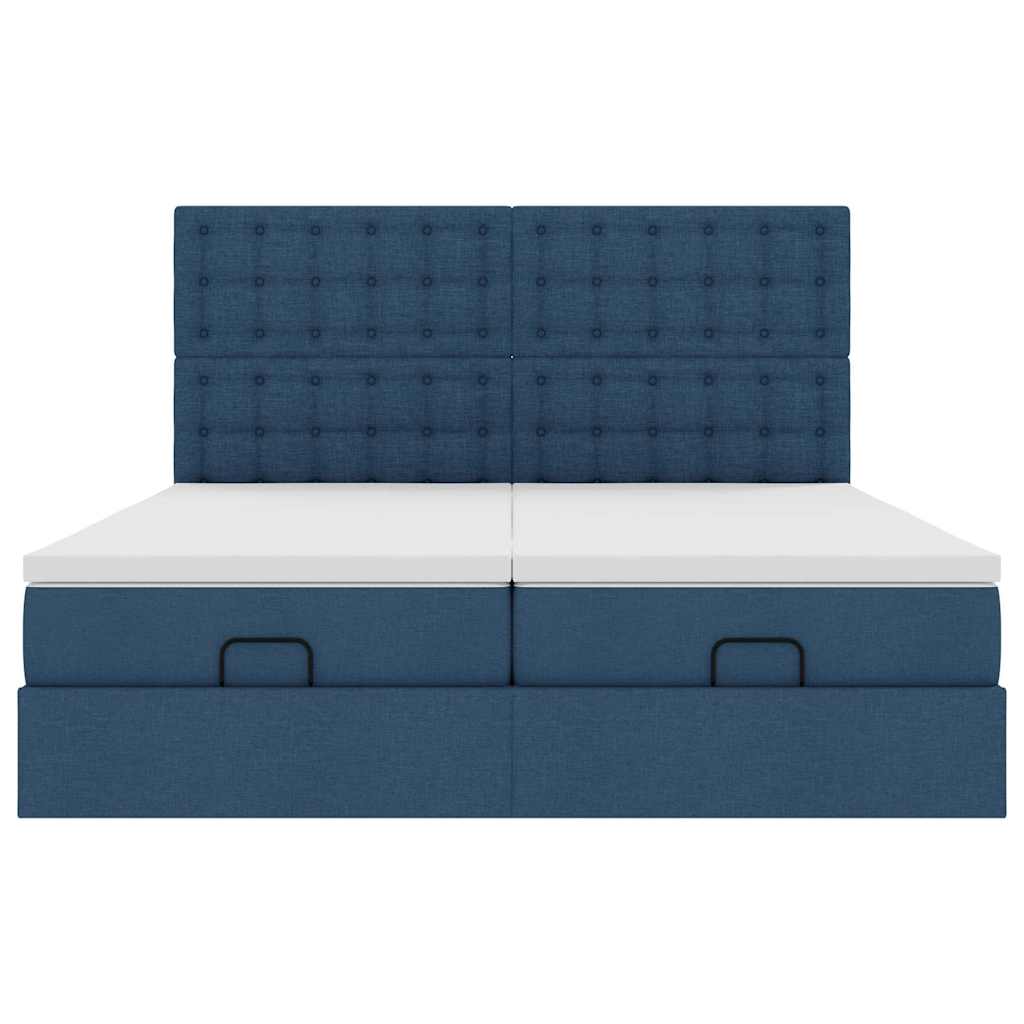 Ottoman bed met matrassen 200x200cm stof blauw is nu te koop bij PeponiXL, paradijselijk wonen!