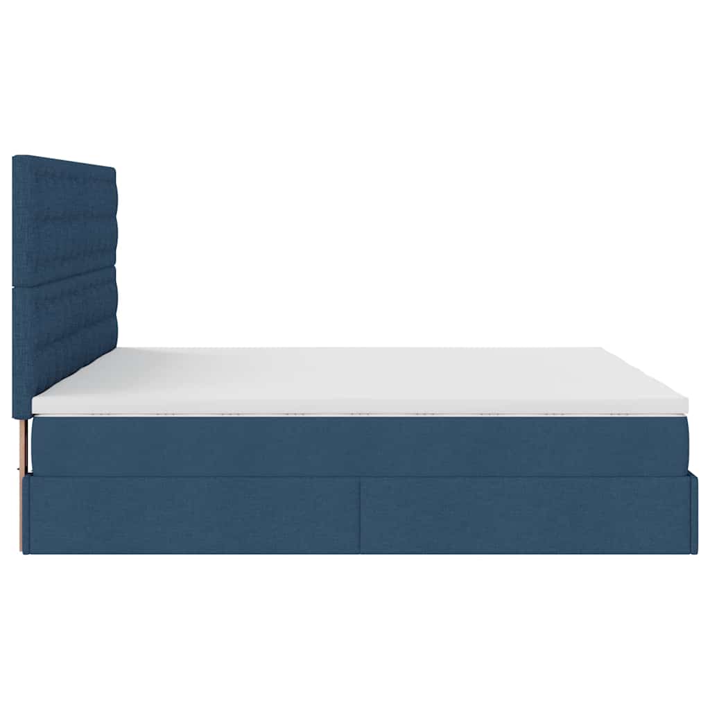 Ottoman bed met matrassen 200x200cm stof blauw is nu te koop bij PeponiXL, paradijselijk wonen!