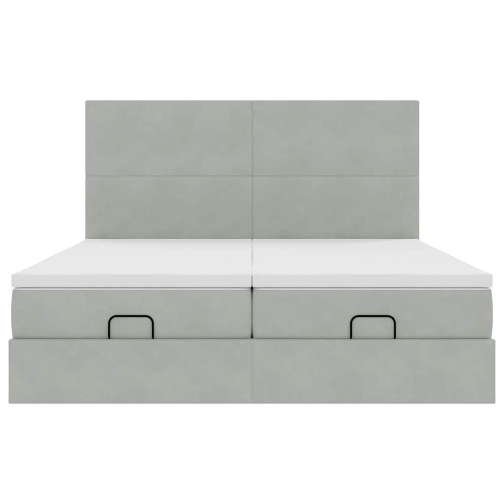 Ottoman bed met matrassen 160x200cm fluweel lichtgrijs is nu te koop bij PeponiXL, paradijselijk wonen!