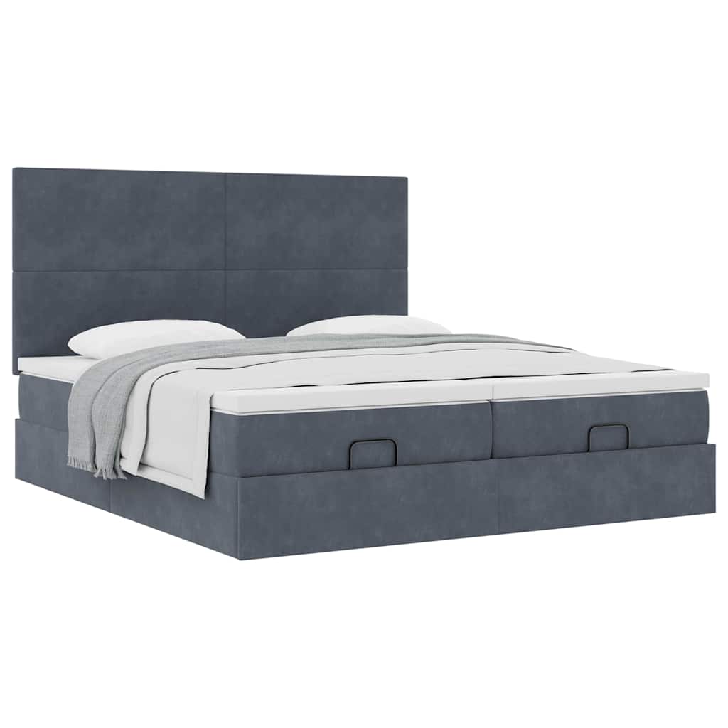 Ottoman bed met matrassen 160x200cm fluweel donkergrijs is nu te koop bij PeponiXL, paradijselijk wonen!