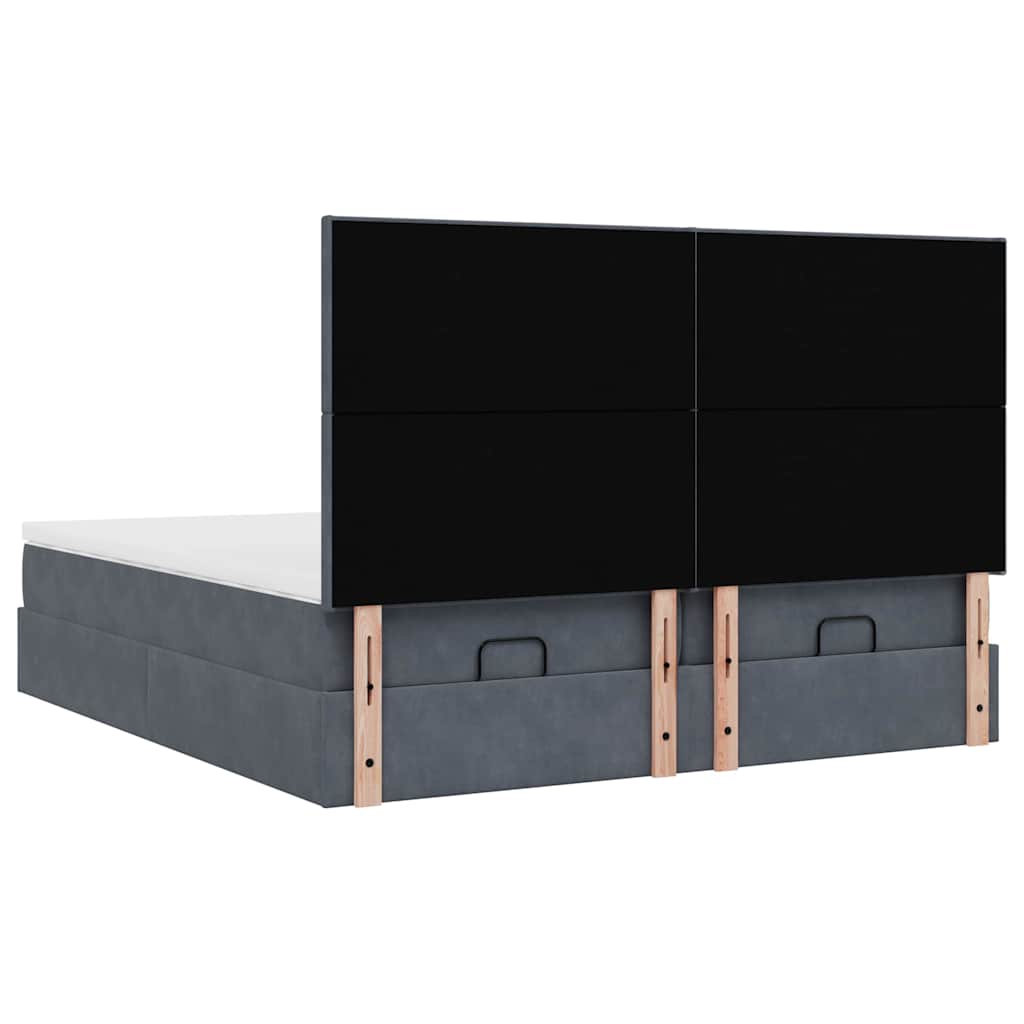 Ottoman bed met matrassen 160x200cm fluweel donkergrijs is nu te koop bij PeponiXL, paradijselijk wonen!