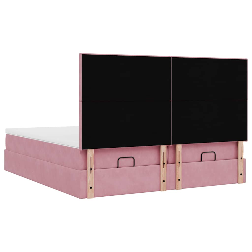 Ottoman bed met matrassen 160x200cm fluweel roze is nu te koop bij PeponiXL, paradijselijk wonen!