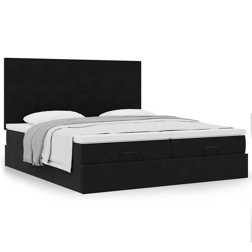 Ottoman bed met matrassen 180x200cm fluweel zwart is nu te koop bij PeponiXL, paradijselijk wonen!