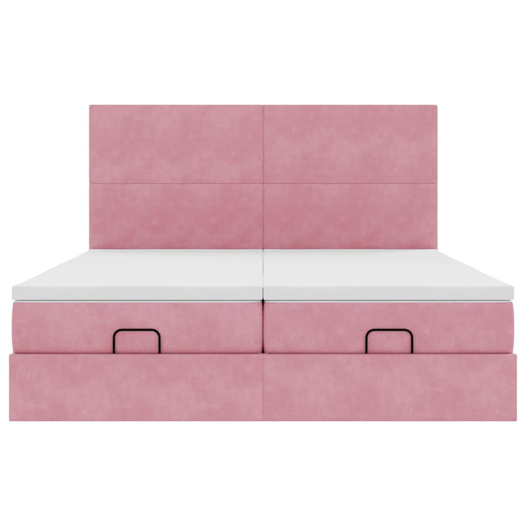 Ottoman bed met matrassen 200x200cm fluweel roze is nu te koop bij PeponiXL, paradijselijk wonen!