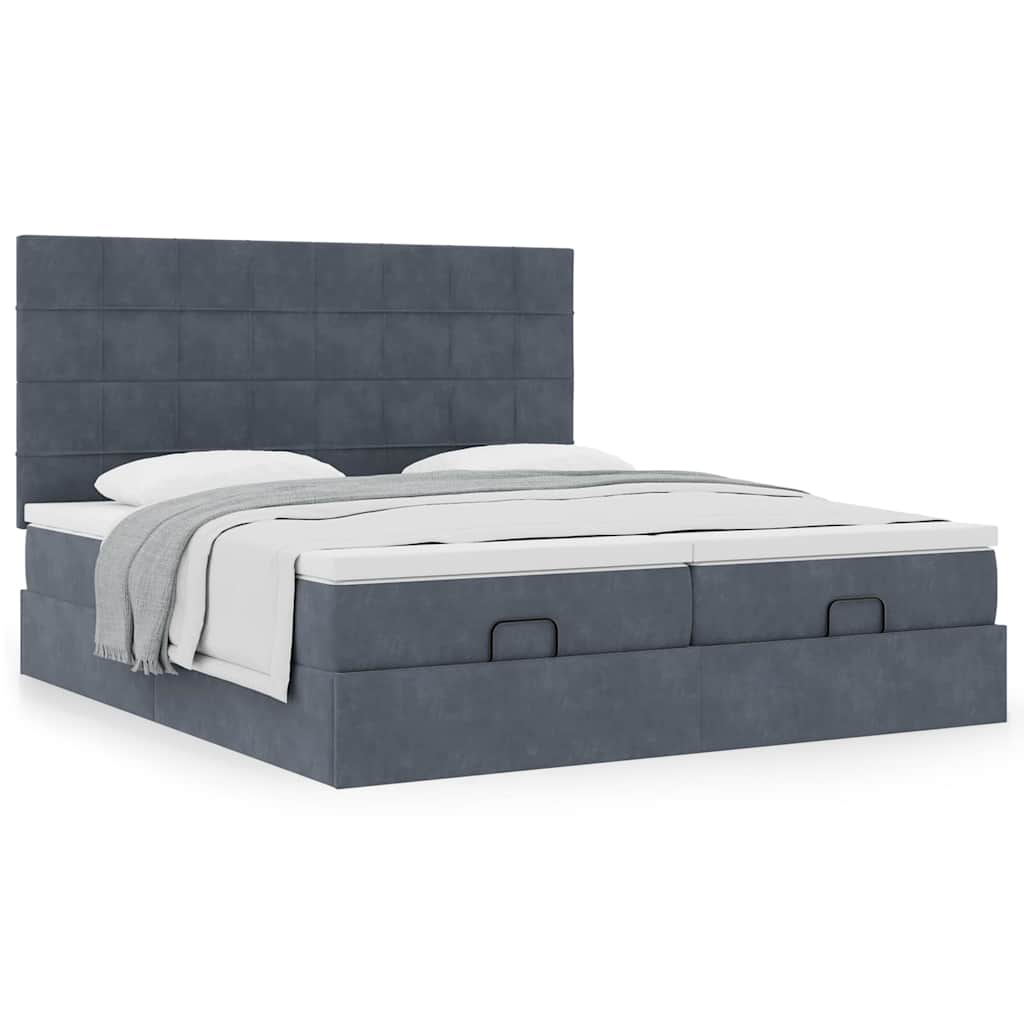 Ottoman bed met matrassen 160x200cm fluweel donkergrijs is nu te koop bij PeponiXL, paradijselijk wonen!