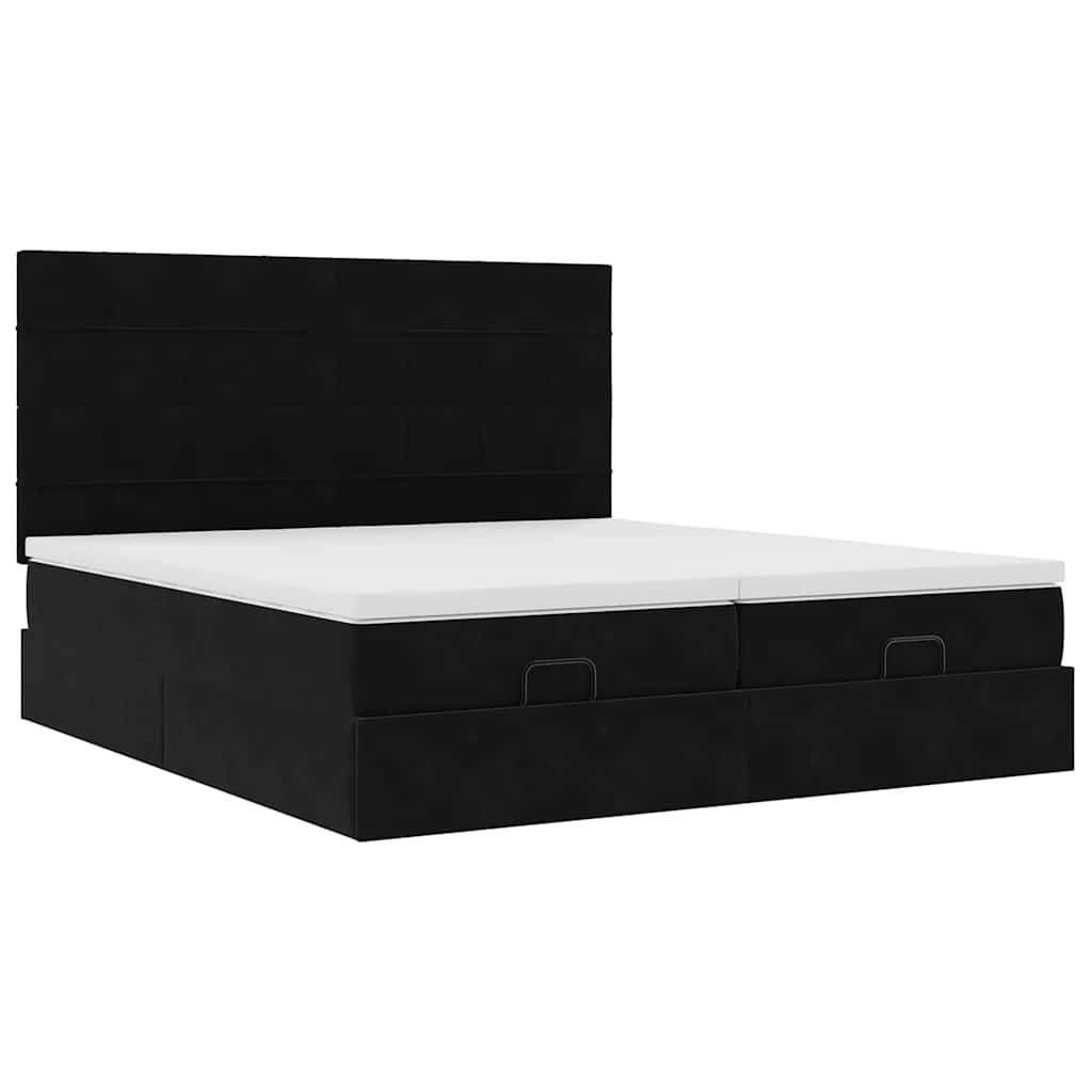 Ottoman bed met matrassen 160x200cm fluweel zwart is nu te koop bij PeponiXL, paradijselijk wonen!