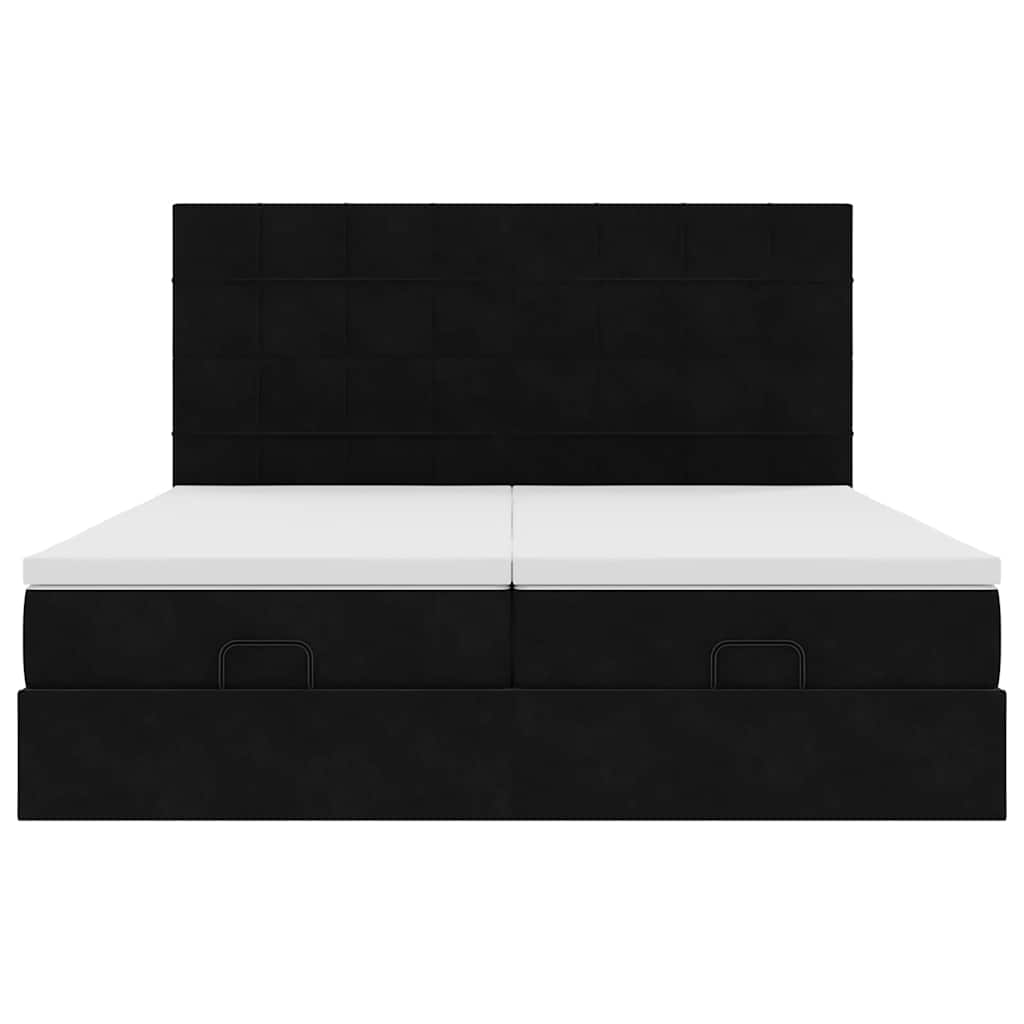 Ottoman bed met matrassen 160x200cm fluweel zwart is nu te koop bij PeponiXL, paradijselijk wonen!