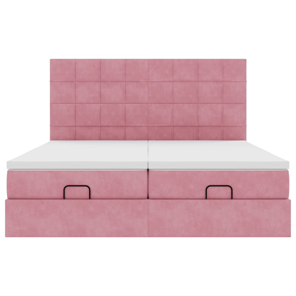 Ottoman bed met matrassen 160x200cm fluweel roze is nu te koop bij PeponiXL, paradijselijk wonen!