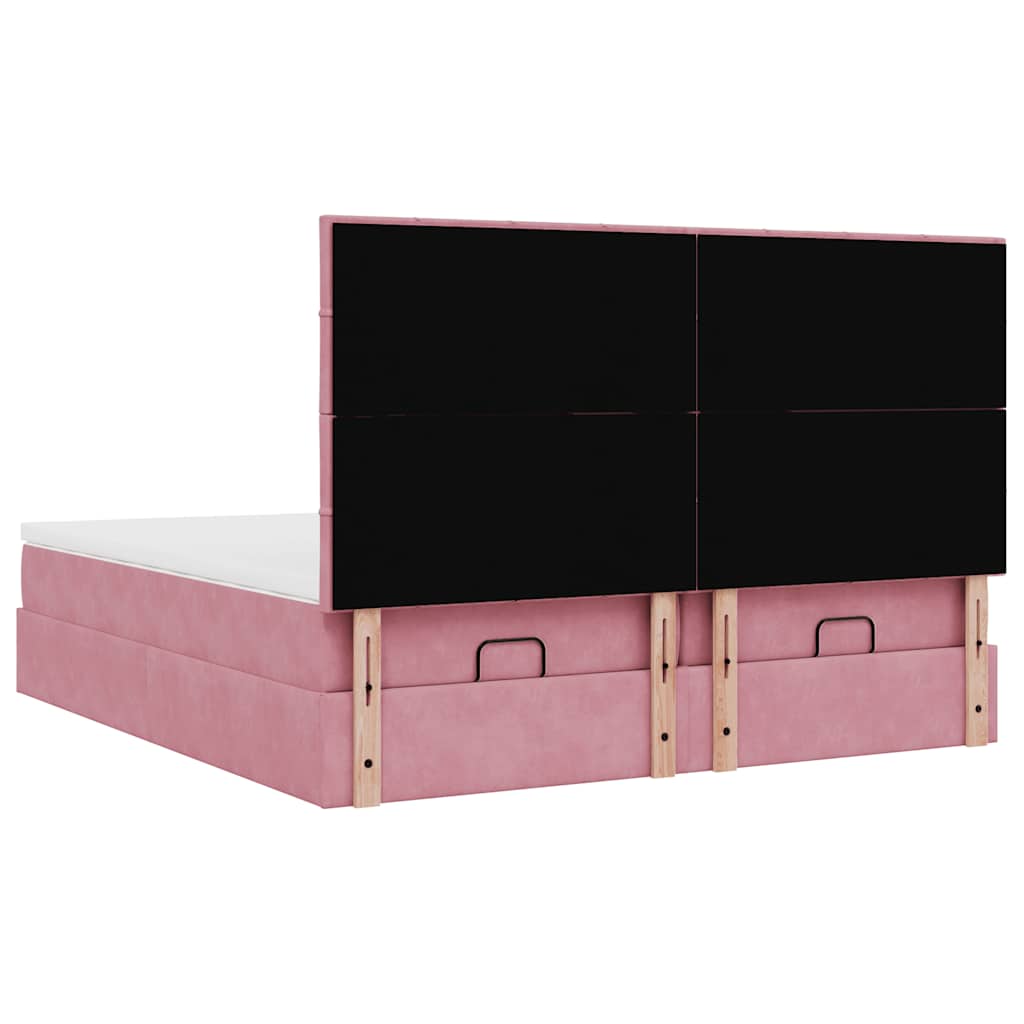 Ottoman bed met matrassen 160x200cm fluweel roze is nu te koop bij PeponiXL, paradijselijk wonen!