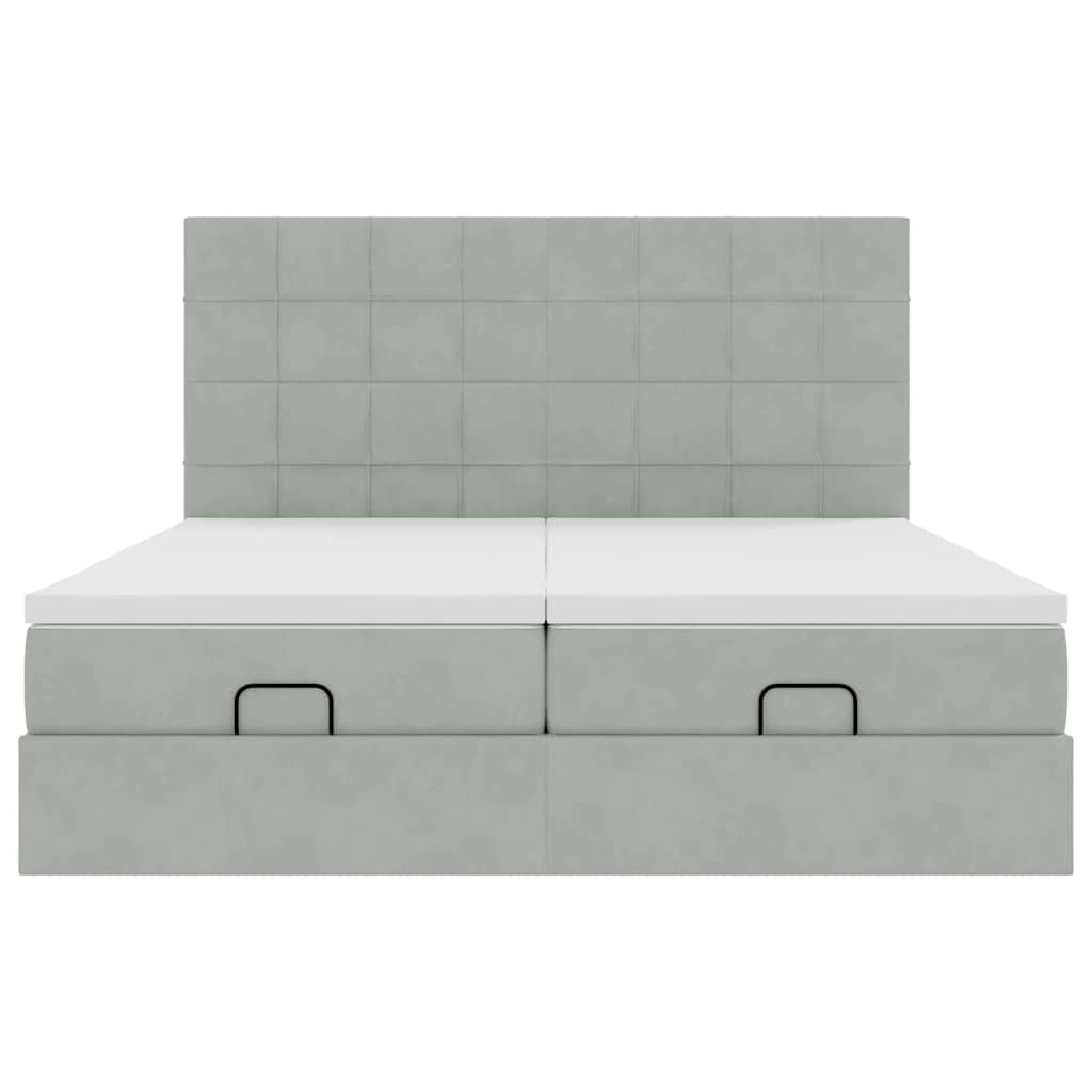 Ottoman bed met matrassen 180x200cm fluweel lichtgrijs is nu te koop bij PeponiXL, paradijselijk wonen!