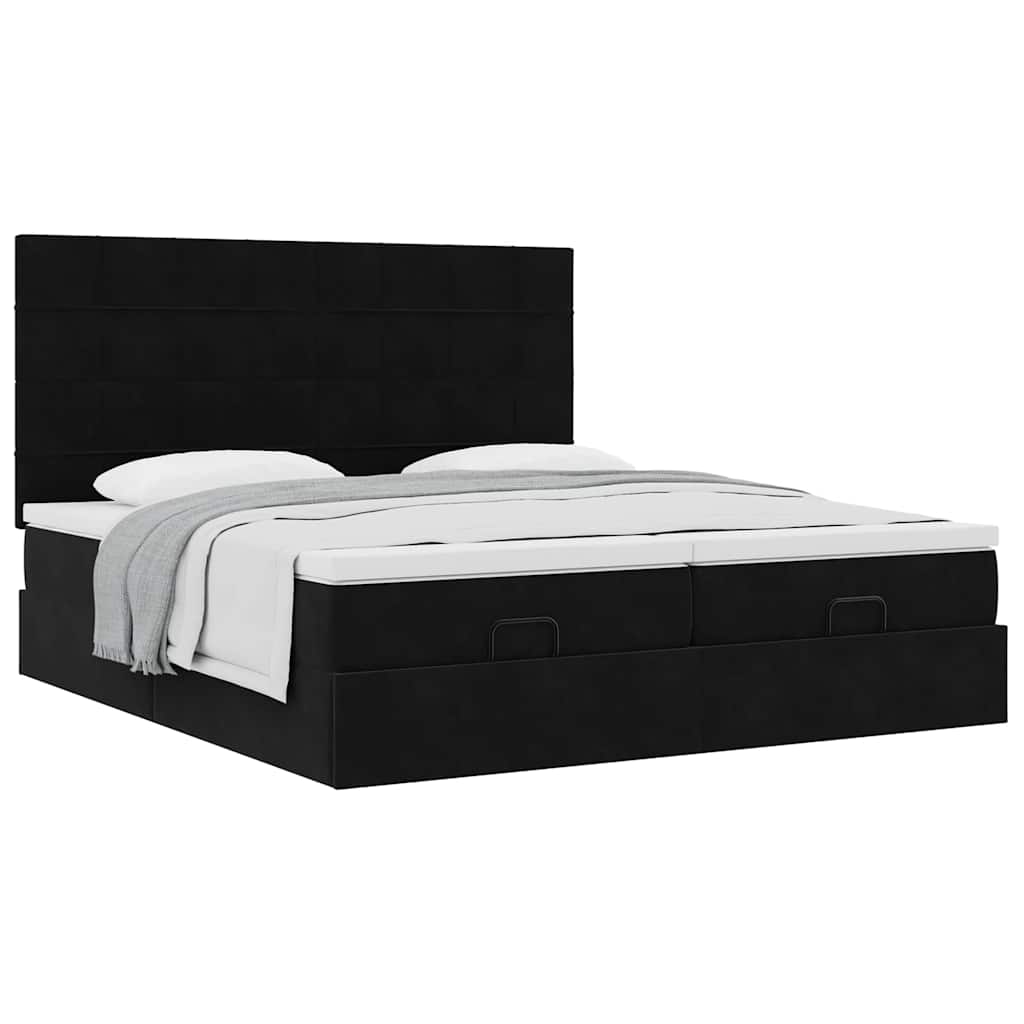 Ottoman bed met matrassen 180x200cm fluweel zwart is nu te koop bij PeponiXL, paradijselijk wonen!