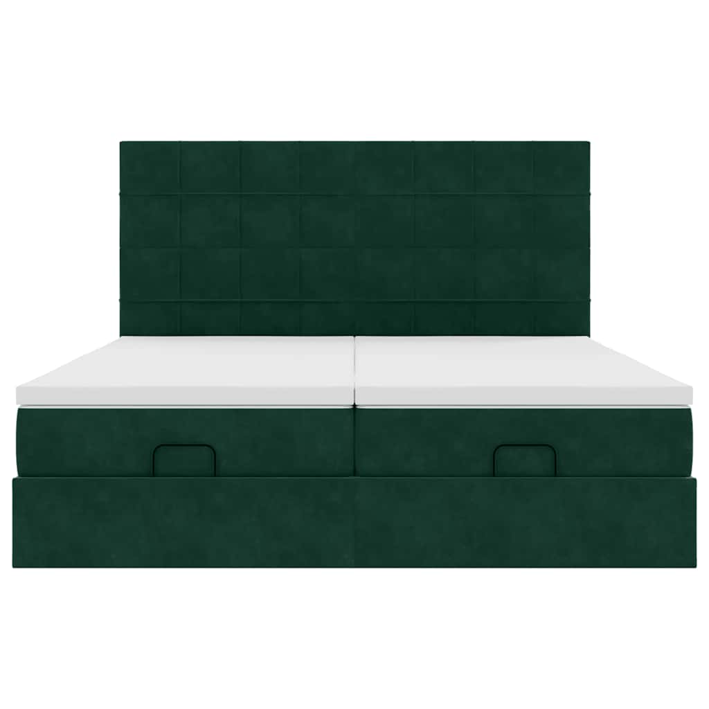 Ottoman bed met matrassen 180x200cm fluweel donkergroen is nu te koop bij PeponiXL, paradijselijk wonen!