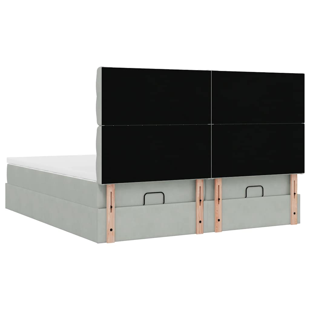Ottoman bed met matrassen 160x200cm fluweel lichtgrijs is nu te koop bij PeponiXL, paradijselijk wonen!