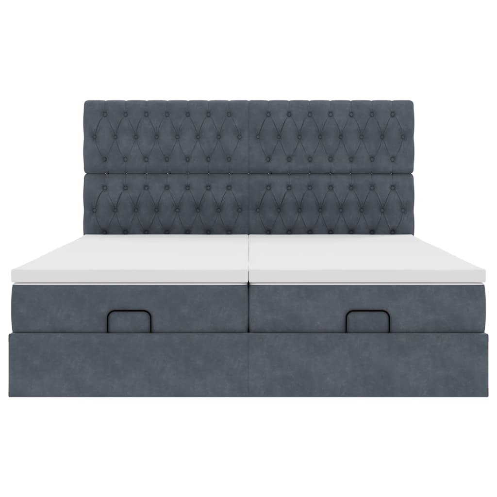 Ottoman bed met matrassen 160x200cm fluweel donkergrijs is nu te koop bij PeponiXL, paradijselijk wonen!