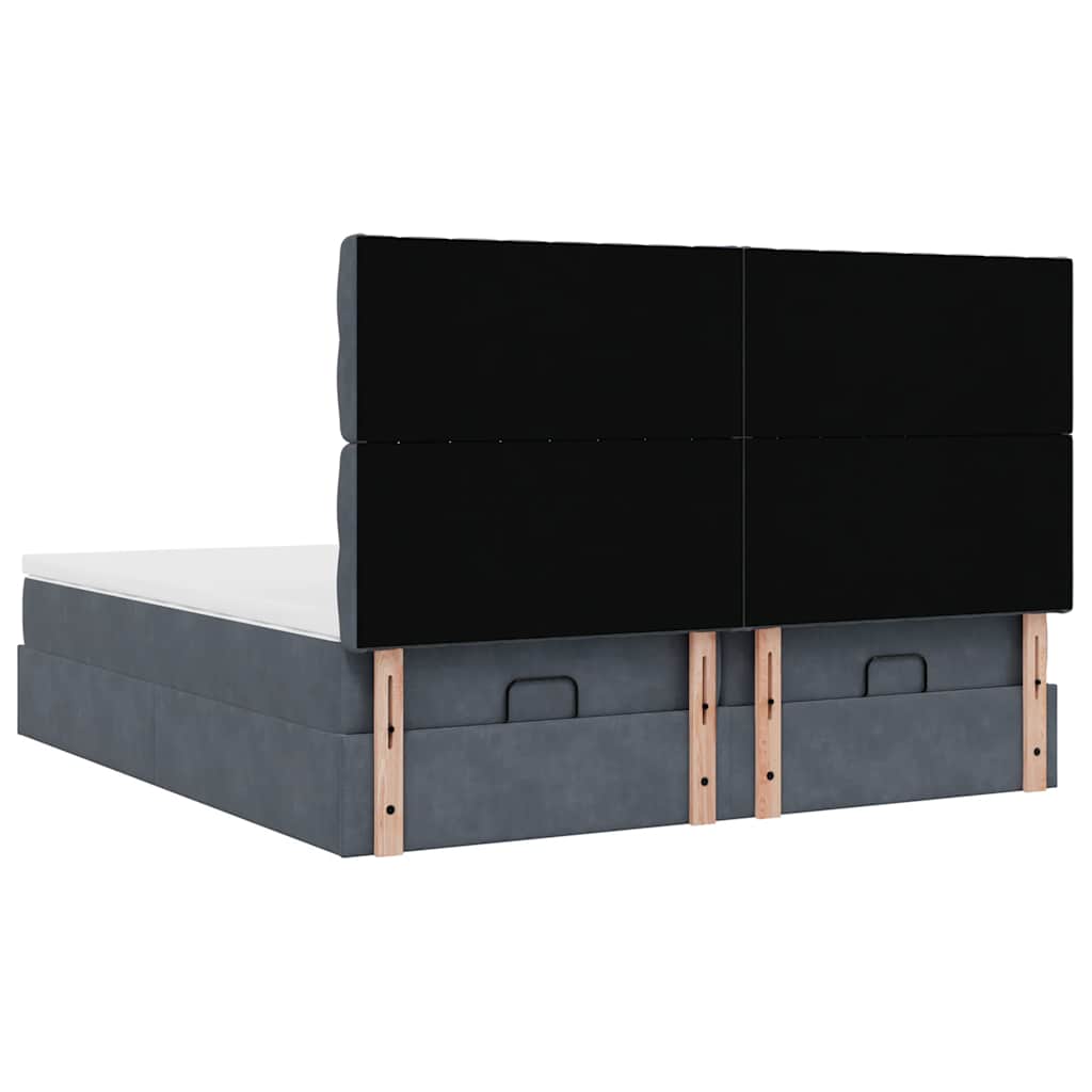 Ottoman bed met matrassen 160x200cm fluweel donkergrijs is nu te koop bij PeponiXL, paradijselijk wonen!