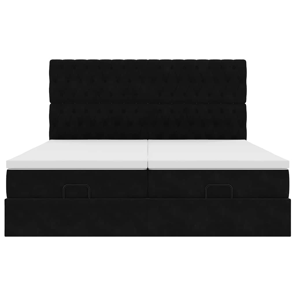 Ottoman bed met matrassen 160x200cm fluweel zwart is nu te koop bij PeponiXL, paradijselijk wonen!