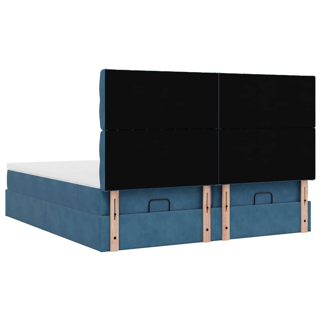 Ottoman bed met matrassen 160x200cm fluweel donkerblauw is nu te koop bij PeponiXL, paradijselijk wonen!