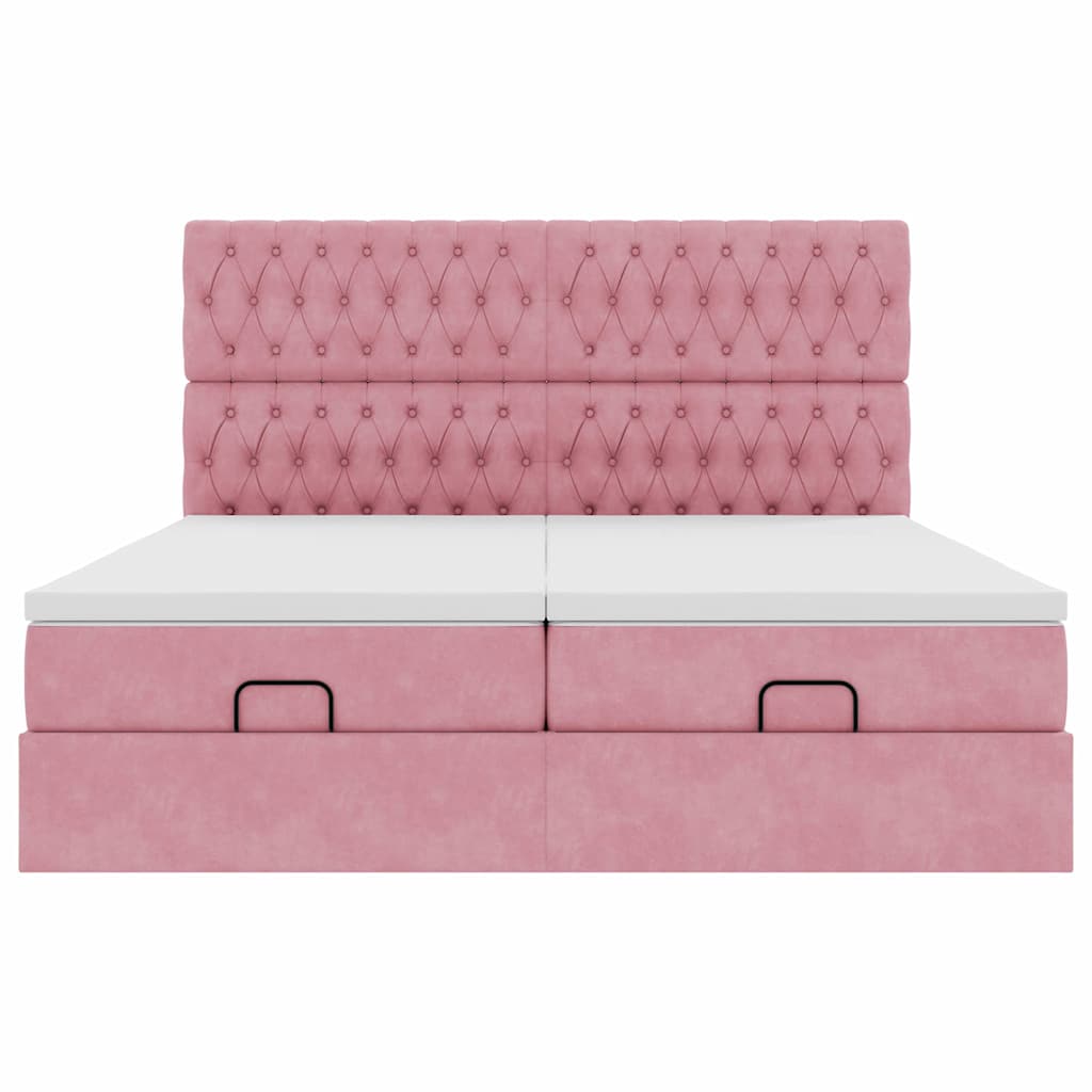 Ottoman bed met matrassen 160x200cm fluweel roze is nu te koop bij PeponiXL, paradijselijk wonen!