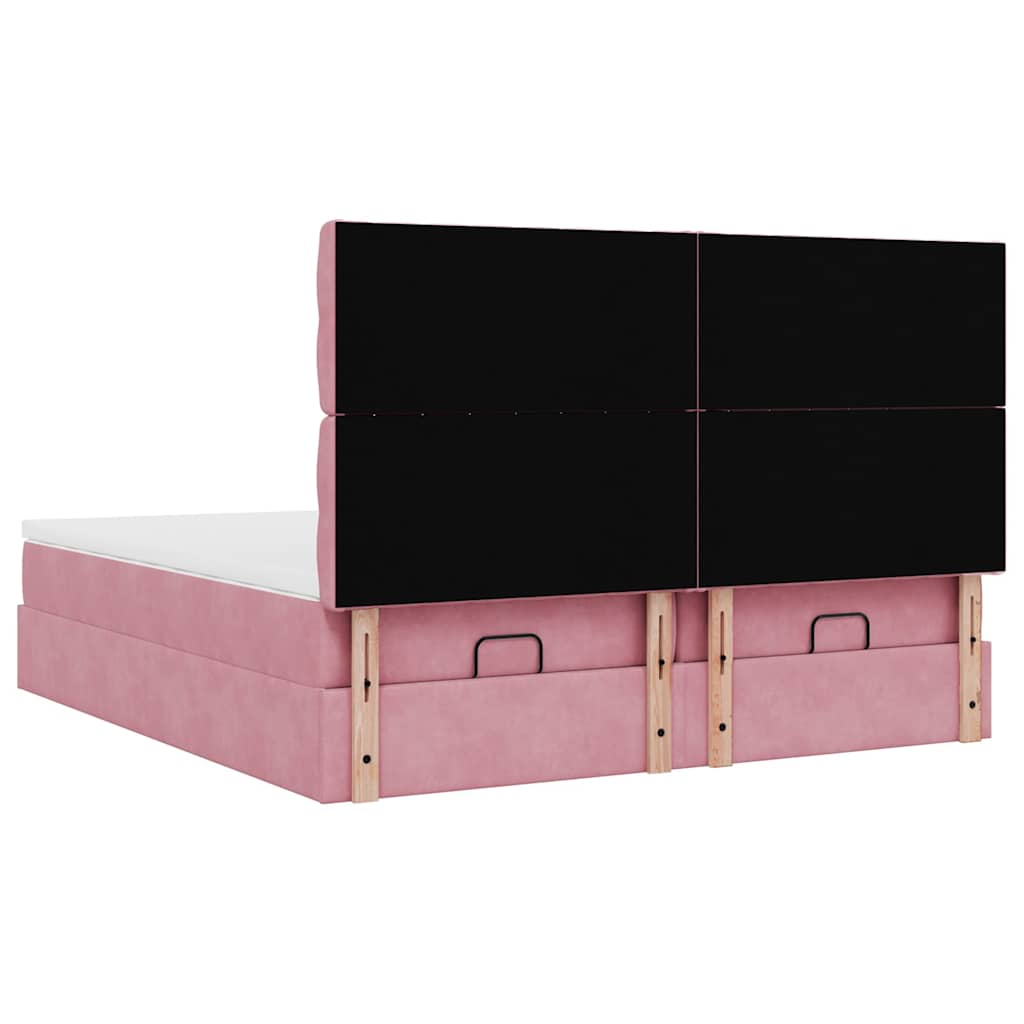 Ottoman bed met matrassen 160x200cm fluweel roze is nu te koop bij PeponiXL, paradijselijk wonen!