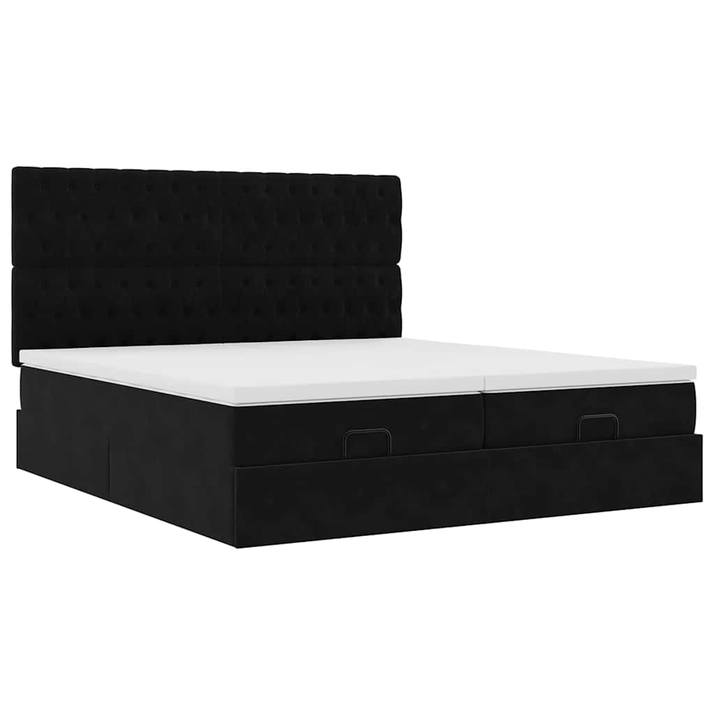 Ottoman bed met matrassen 180x200cm fluweel zwart is nu te koop bij PeponiXL, paradijselijk wonen!