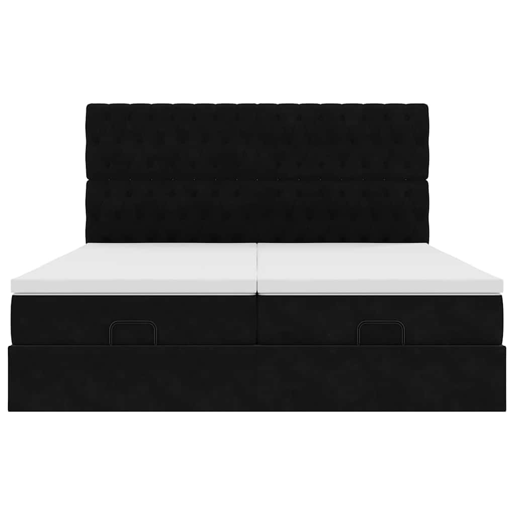 Ottoman bed met matrassen 180x200cm fluweel zwart is nu te koop bij PeponiXL, paradijselijk wonen!