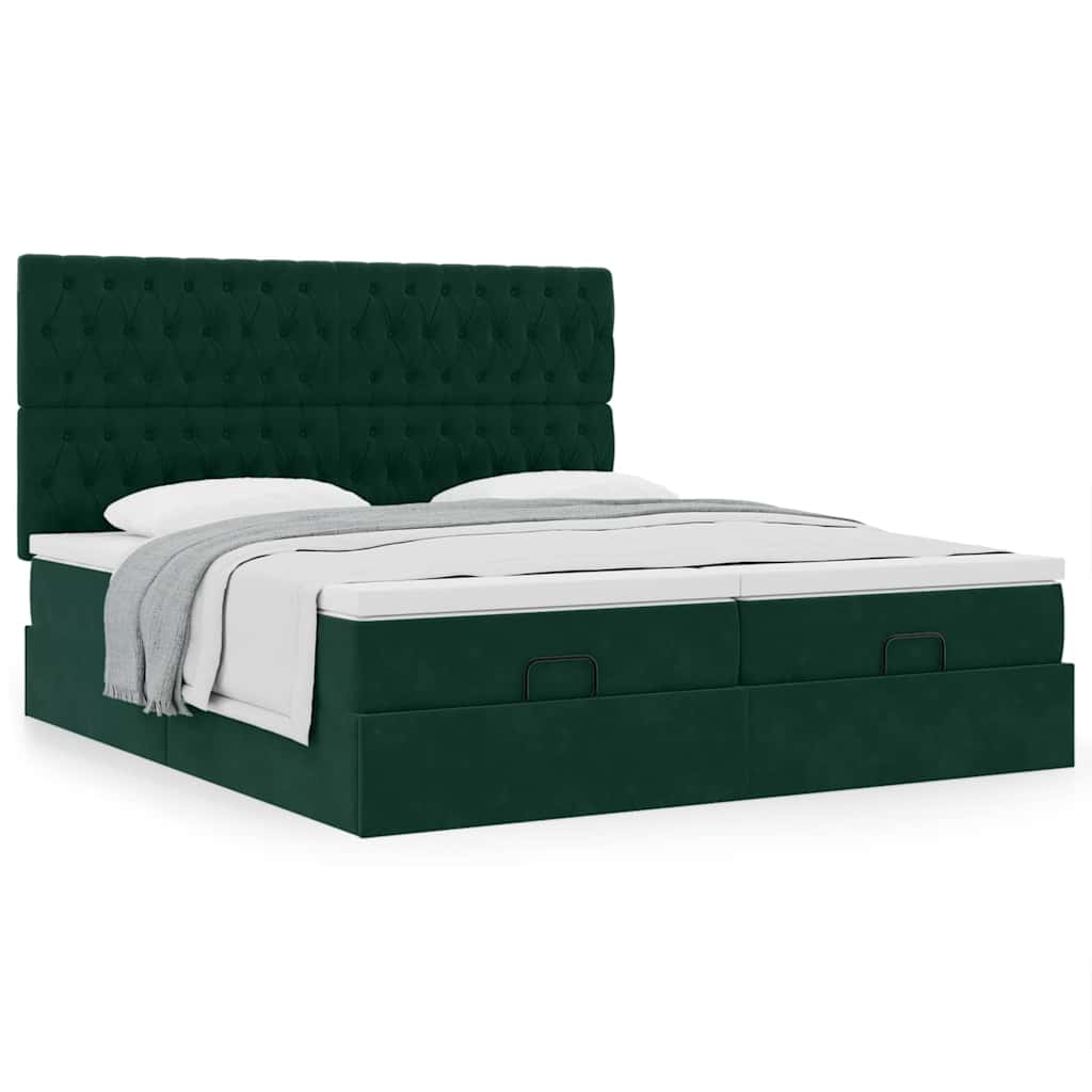 Ottoman bed met matrassen 180x200cm fluweel donkergroen is nu te koop bij PeponiXL, paradijselijk wonen!