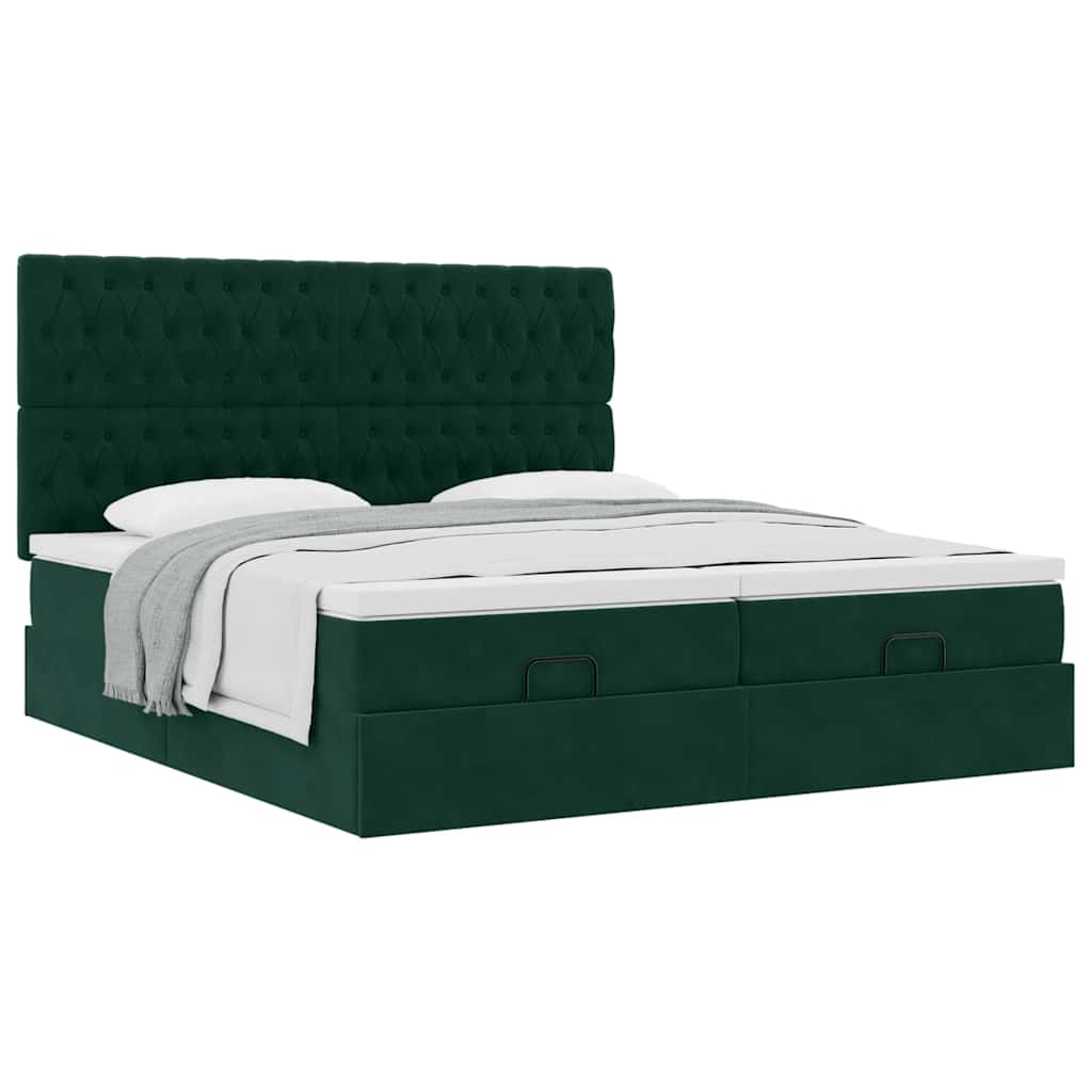 Ottoman bed met matrassen 180x200cm fluweel donkergroen is nu te koop bij PeponiXL, paradijselijk wonen!