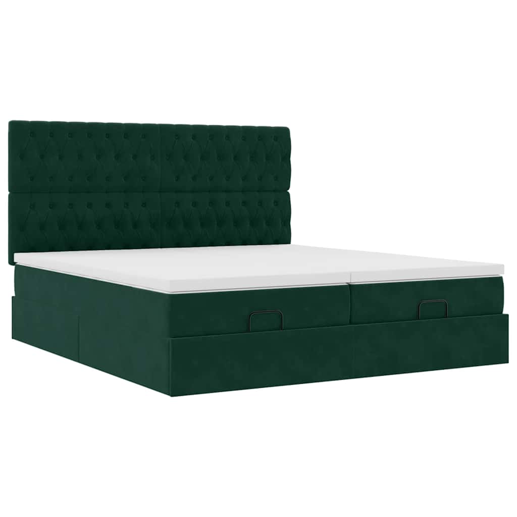 Ottoman bed met matrassen 180x200cm fluweel donkergroen is nu te koop bij PeponiXL, paradijselijk wonen!