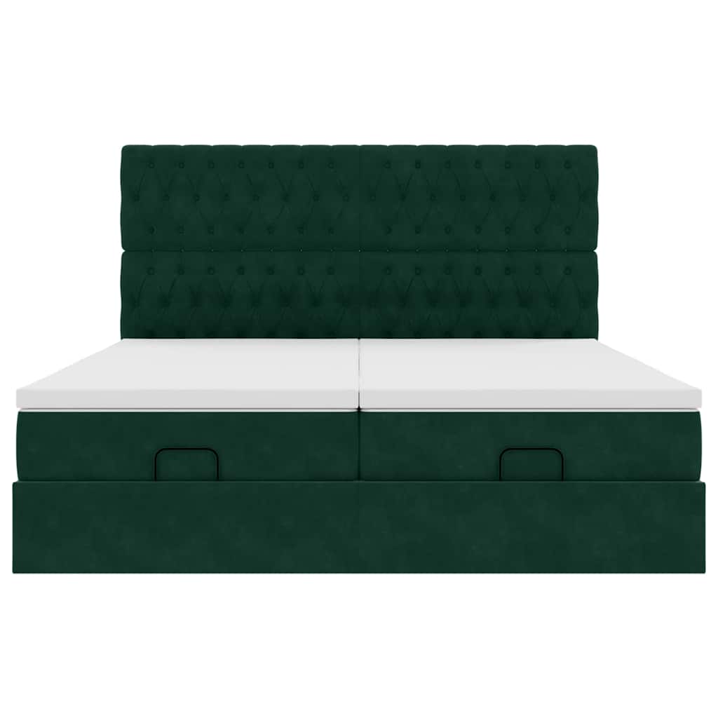 Ottoman bed met matrassen 180x200cm fluweel donkergroen is nu te koop bij PeponiXL, paradijselijk wonen!