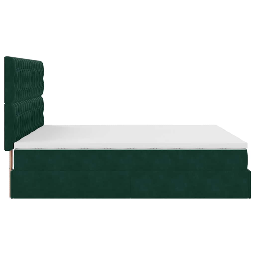 Ottoman bed met matrassen 200x200cm fluweel donkergroen