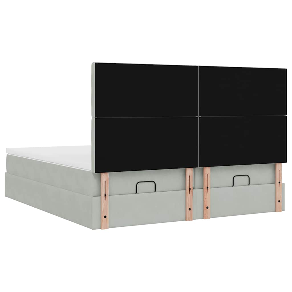 Ottoman bed met matrassen 160x200cm fluweel lichtgrijs is nu te koop bij PeponiXL, paradijselijk wonen!
