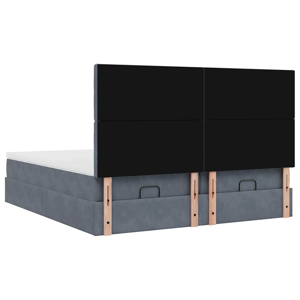 Ottoman bed met matrassen 160x200cm fluweel donkergrijs is nu te koop bij PeponiXL, paradijselijk wonen!