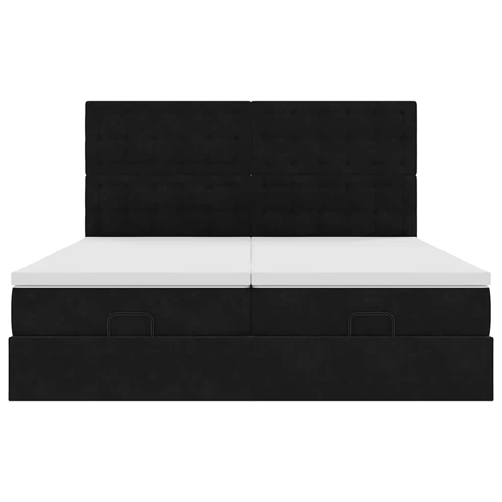 Ottoman bed met matrassen 160x200cm fluweel zwart is nu te koop bij PeponiXL, paradijselijk wonen!