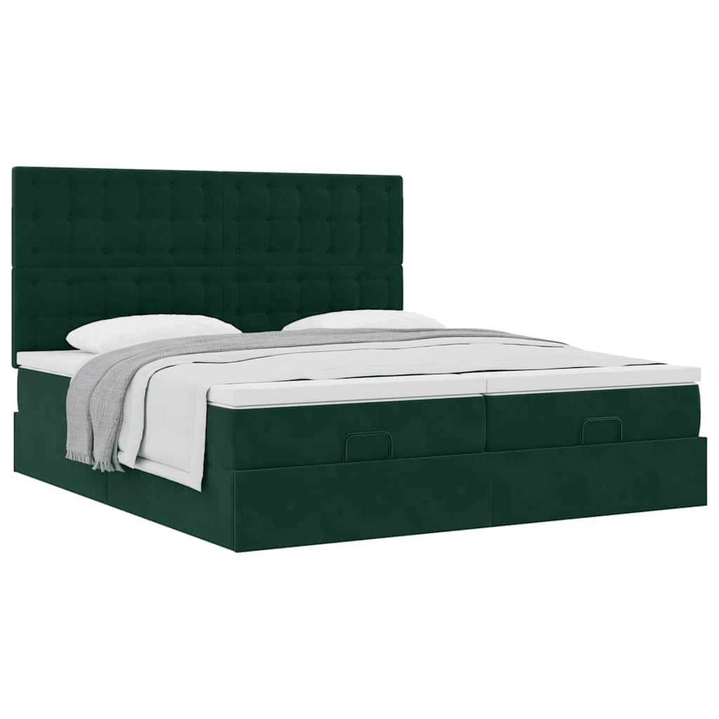 Ottoman bed met matrassen 160x200cm fluweel donkergroen is nu te koop bij PeponiXL, paradijselijk wonen!