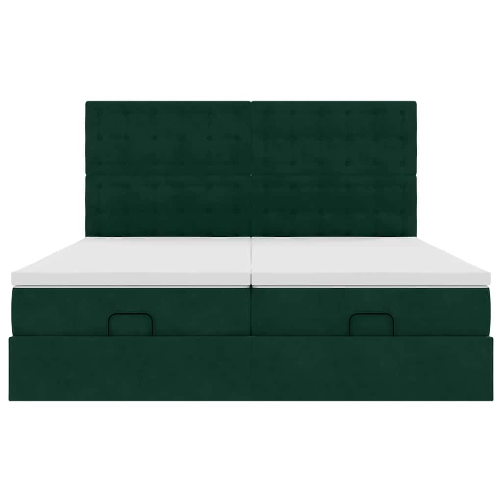 Ottoman bed met matrassen 160x200cm fluweel donkergroen is nu te koop bij PeponiXL, paradijselijk wonen!