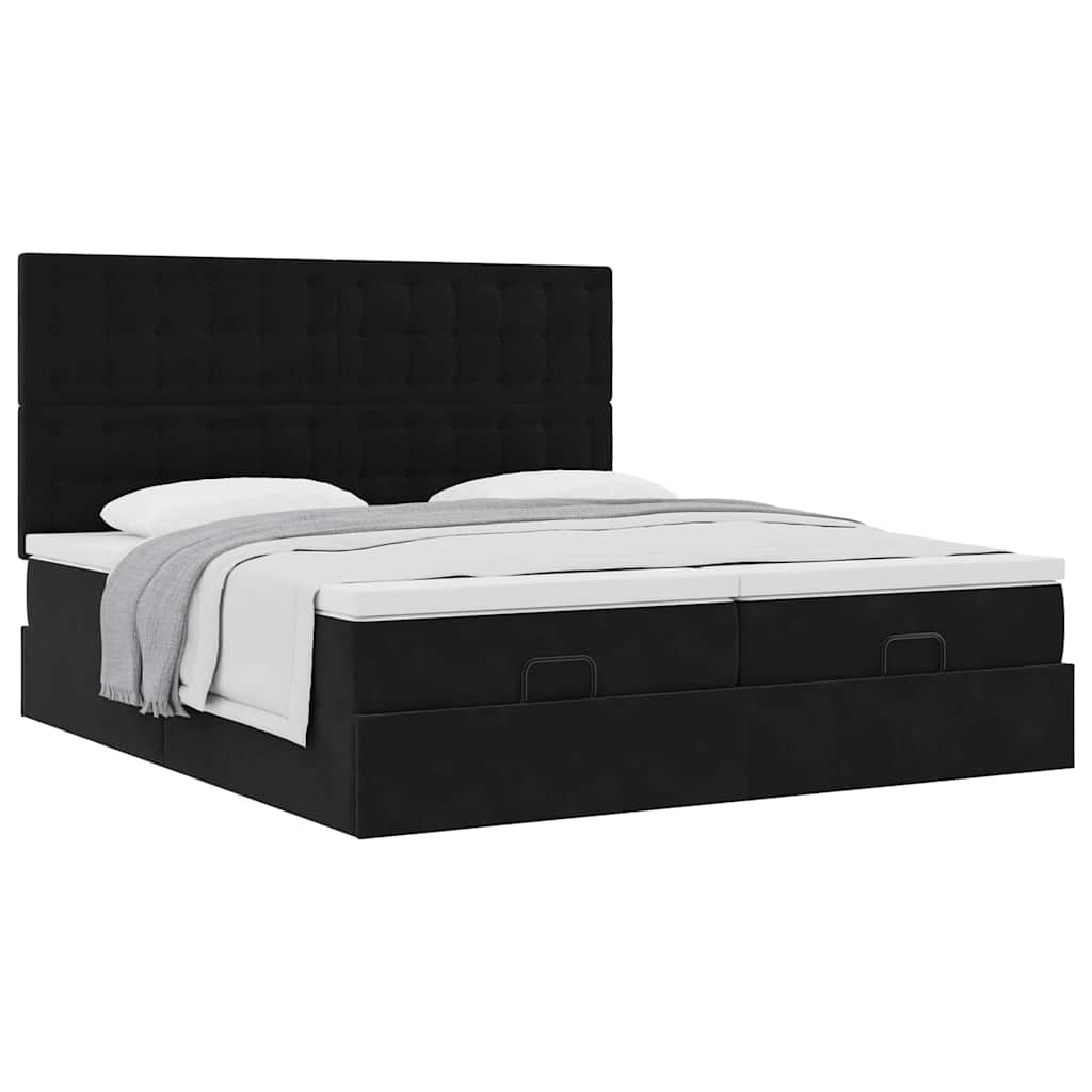 Ottoman bed met matrassen 180x200cm fluweel zwart is nu te koop bij PeponiXL, paradijselijk wonen!
