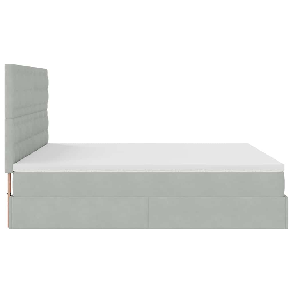 Ottoman bed met matrassen 200x200cm fluweel lichtgrijs is nu te koop bij PeponiXL, paradijselijk wonen!