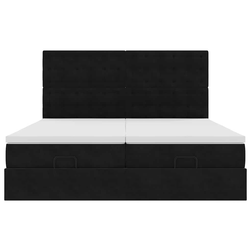 Ottoman bed met matrassen 200x200cm fluweel zwart is nu te koop bij PeponiXL, paradijselijk wonen!