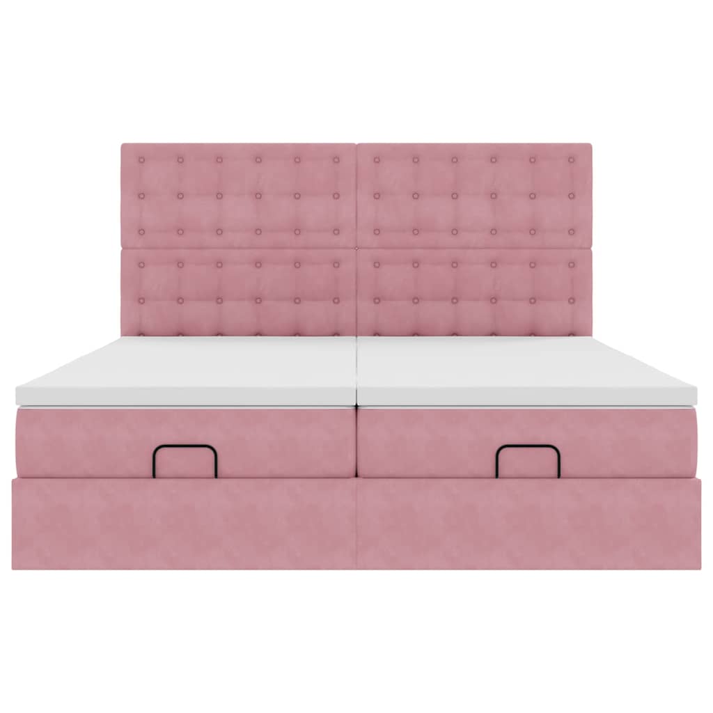 Ottoman bed met matrassen 200x200cm fluweel roze is nu te koop bij PeponiXL, paradijselijk wonen!