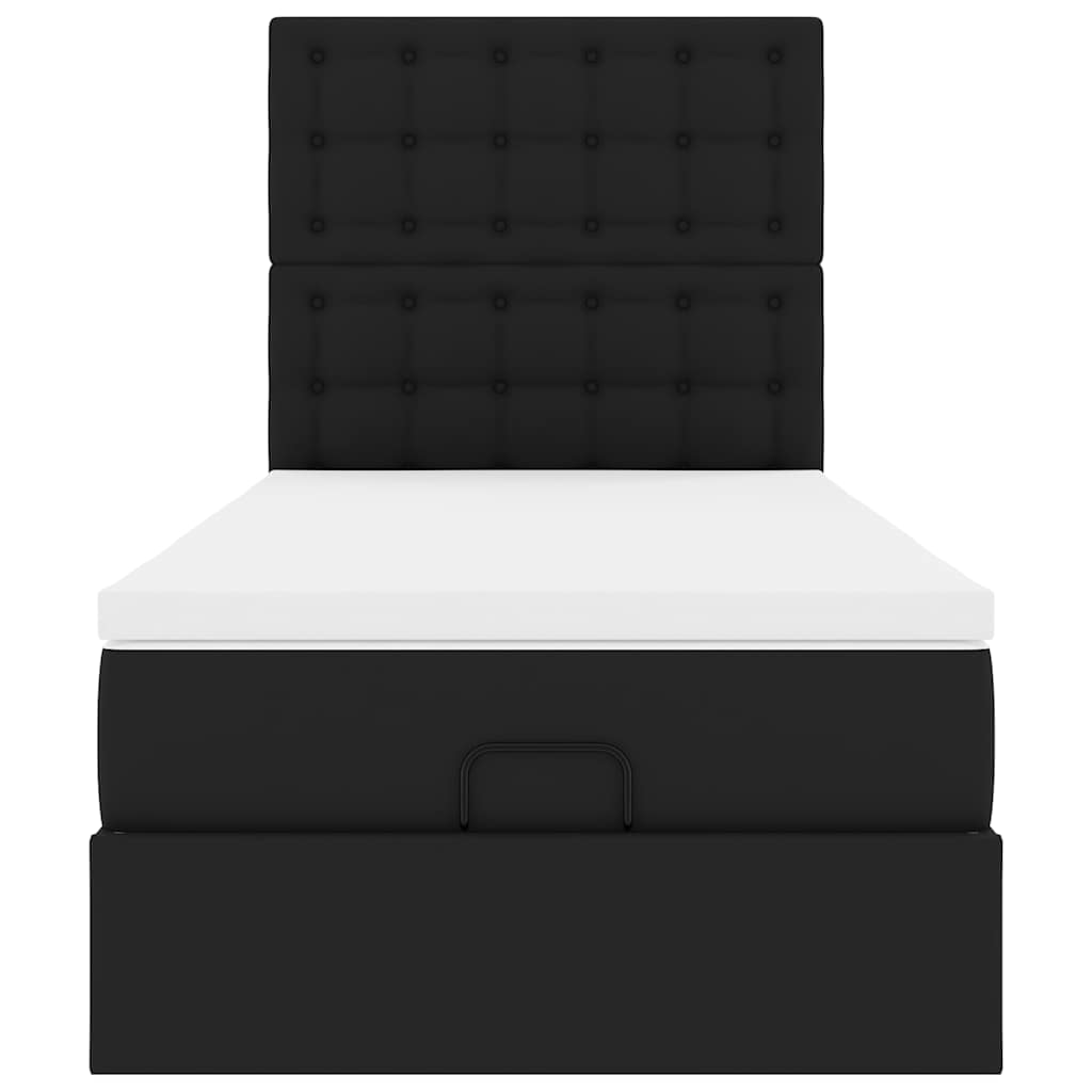 Ottoman bed met matras en LED's 80x200cm kunstleer zwart is nu te koop bij PeponiXL, paradijselijk wonen!