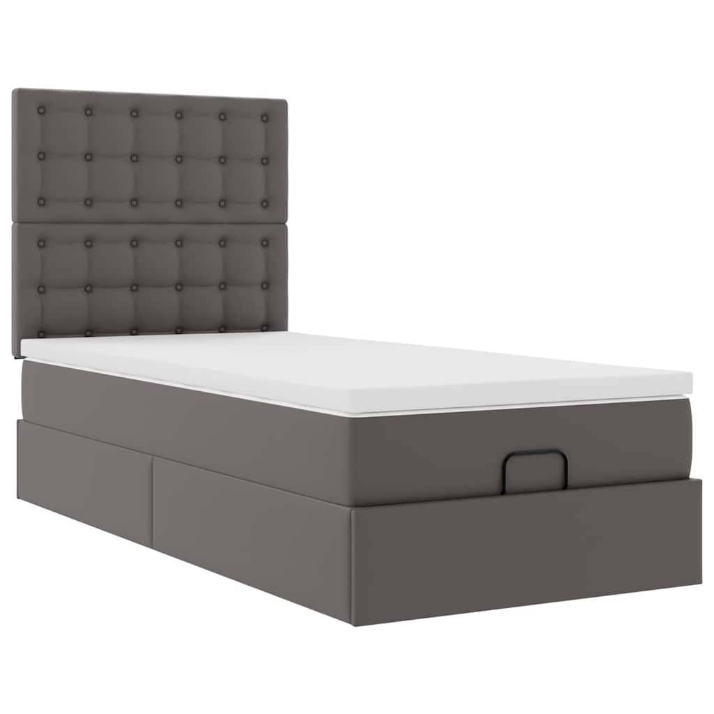 Ottoman bed met matras en LED's 80x200 cm kunstleer grijs is nu te koop bij PeponiXL, paradijselijk wonen!