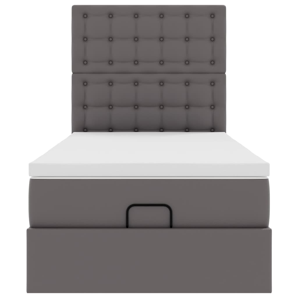 Ottoman bed met matras en LED's 90x190cm kunstleer grijs is nu te koop bij PeponiXL, paradijselijk wonen!