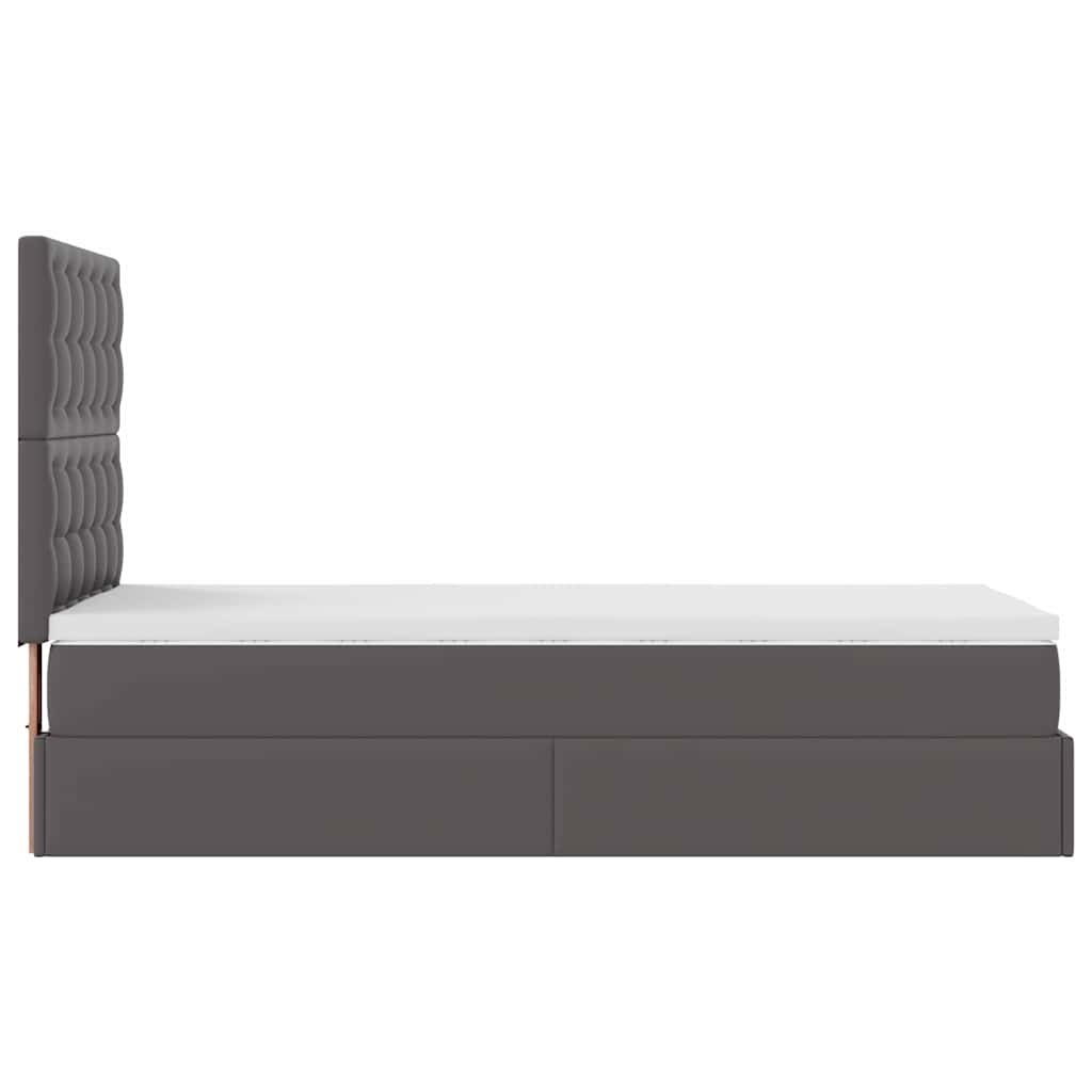 Ottoman bed met matras en LED's 90x190cm kunstleer grijs is nu te koop bij PeponiXL, paradijselijk wonen!
