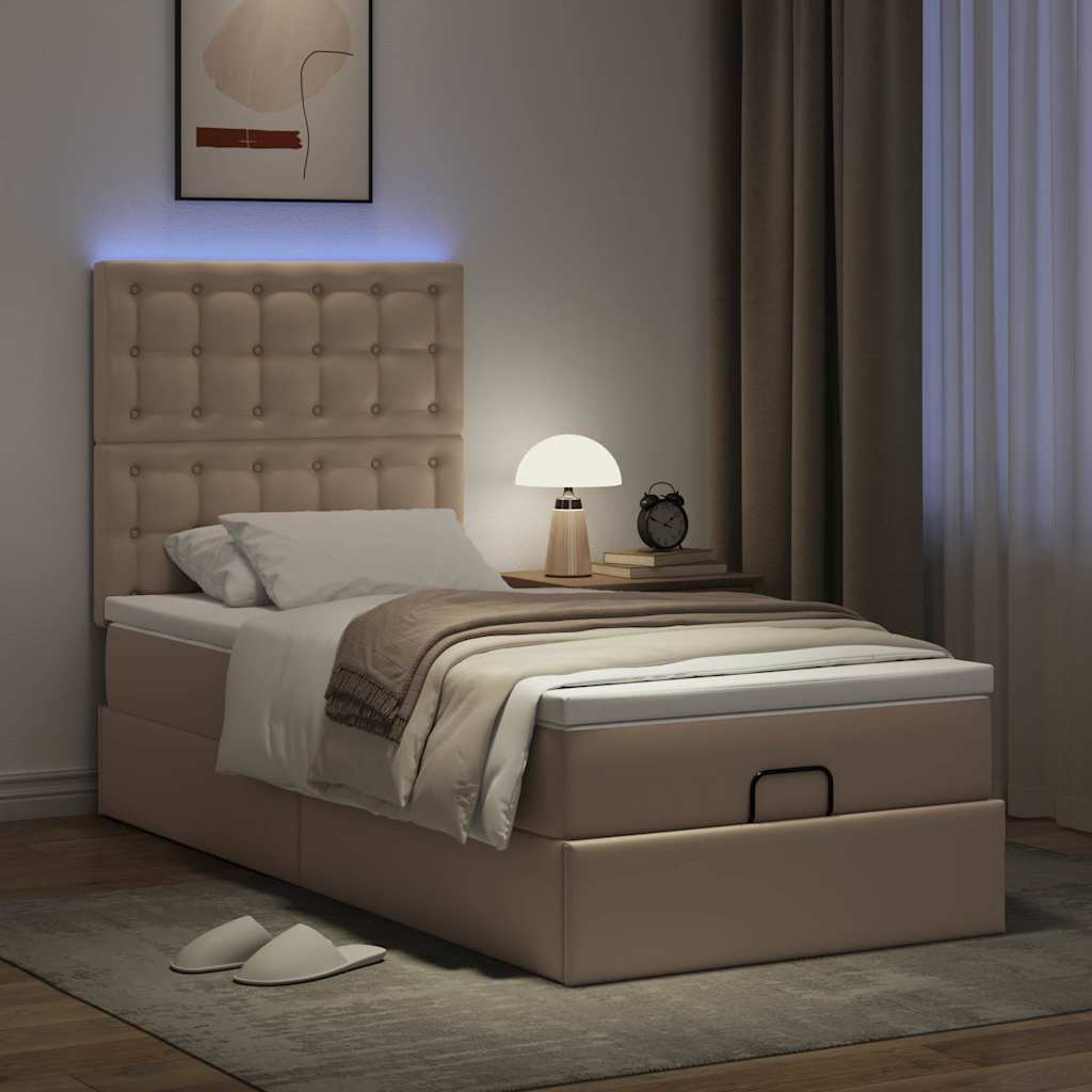 Ottoman bed met matras en LED's 90x190cm kunstleer