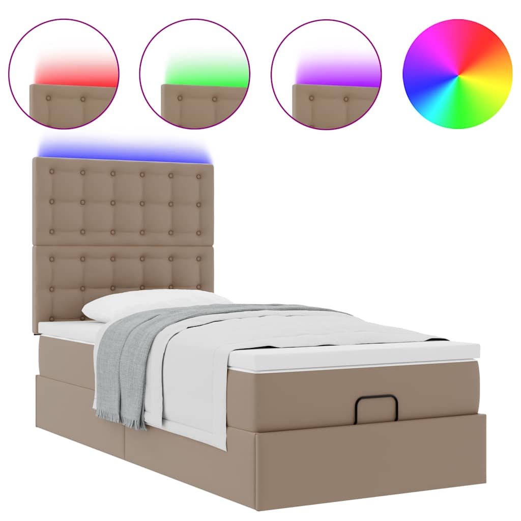 Ottoman bed met matras en LED's 90x190cm kunstleer