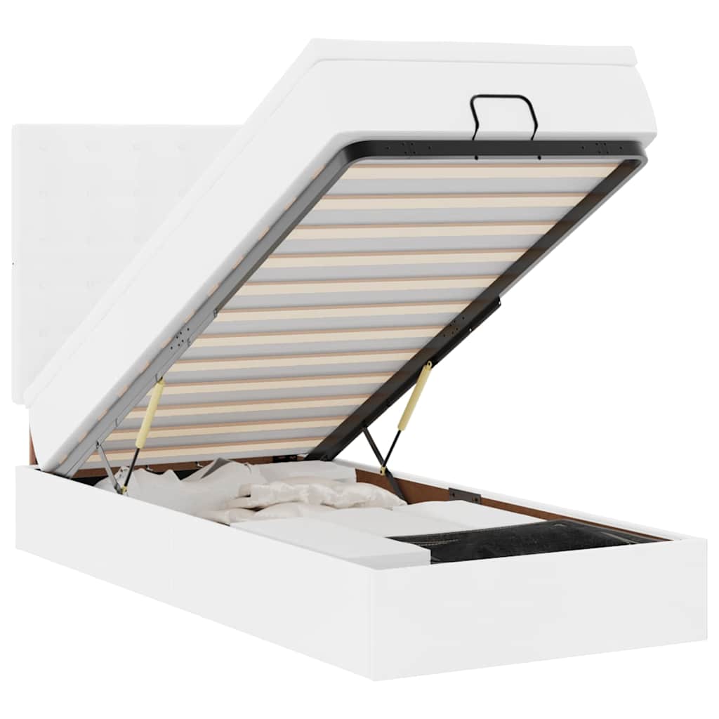 Ottoman bed met matras en LED's 90x200cm kunstleer wit is nu te koop bij PeponiXL, paradijselijk wonen!