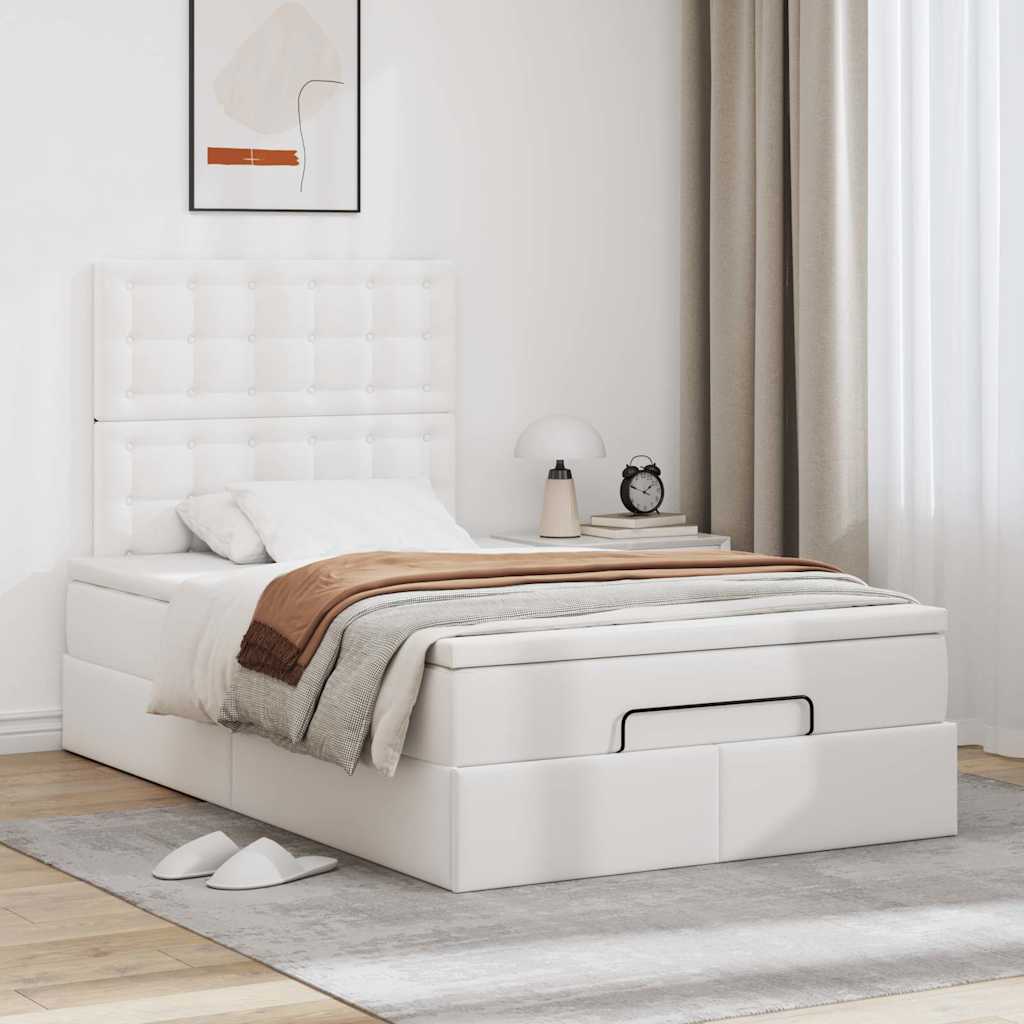 Ottoman bed met matras en LED's 120x190 cm kunstleer wit