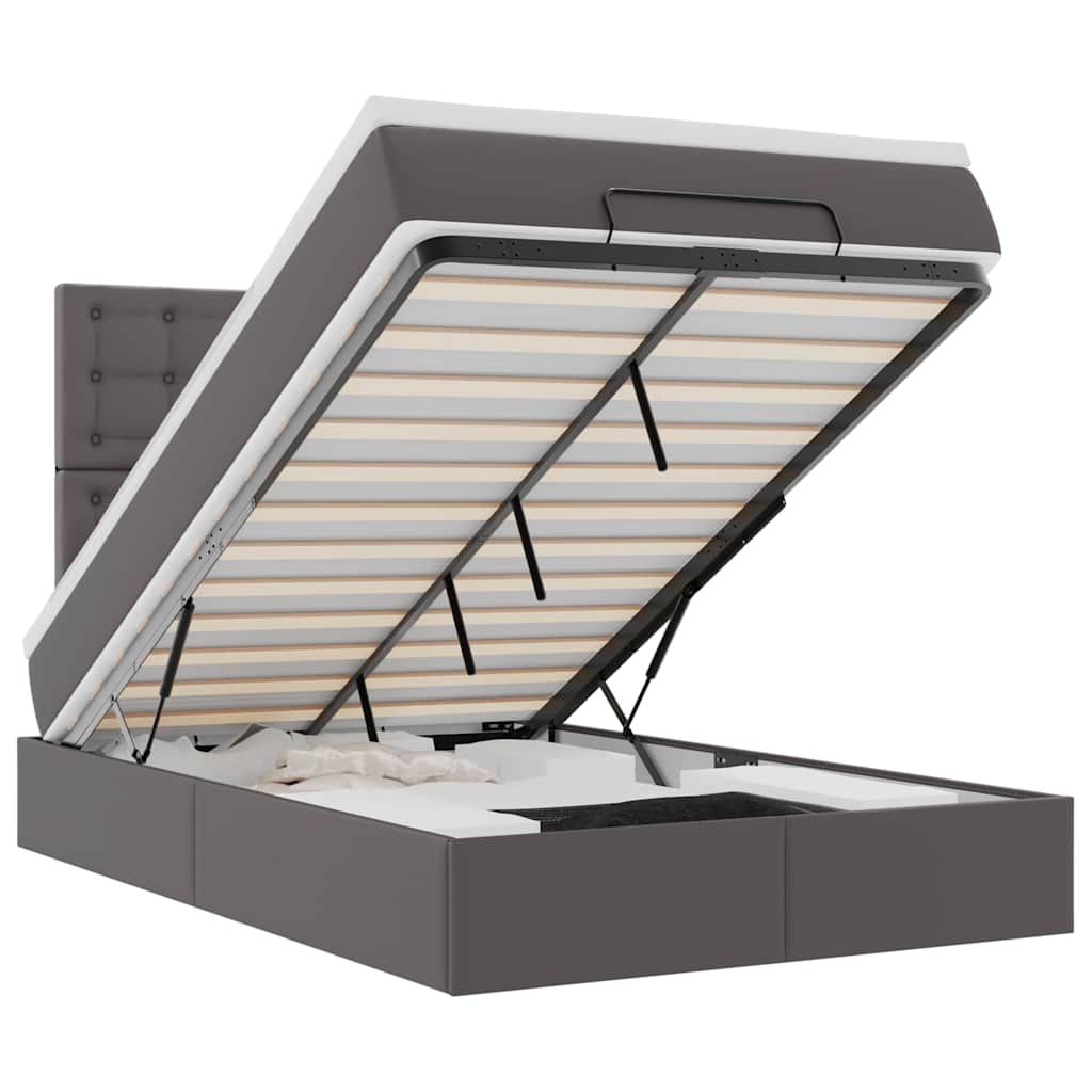 Ottoman bed met matras en LED's 120x190 cm kunstleer grijs