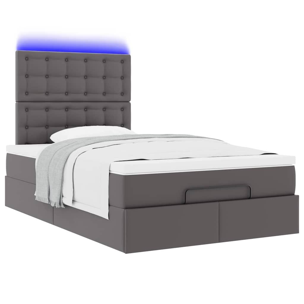 Ottoman bed met matras en LED's 120x190 cm kunstleer grijs