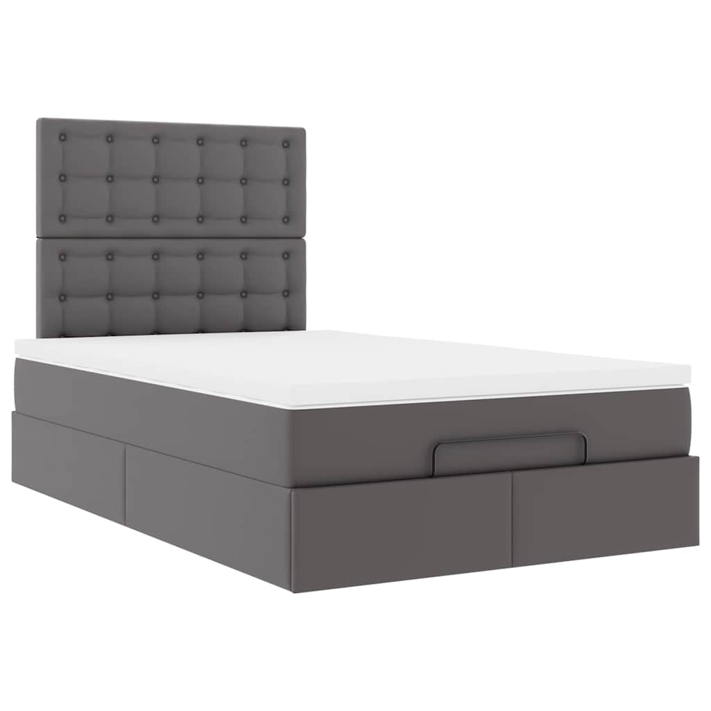 Ottoman bed met matras en LED's 120x190 cm kunstleer grijs